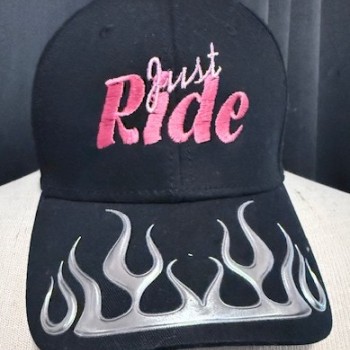Black Just Ride with Silver Flame