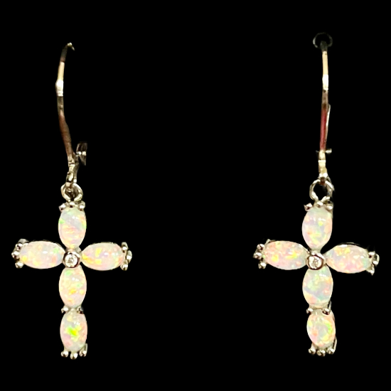Pearlescent Cross Earrings