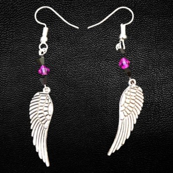 Silver Wings with Pink & Black Beads Silver Wings with Pink & Black Beads