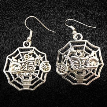 Spiderweb with Motorcycle Earrings Spiderweb with Motorcycle Earrings