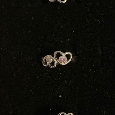 Double Heart Pink CZ Ring Double Heart Pink CZ Ring