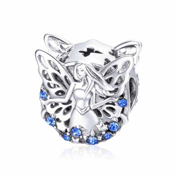 925 Sterling Silver Charm Our Panda Fairy Blue Stones 925 Sterling Silver Charm Our Panda Fairy Blue Stones