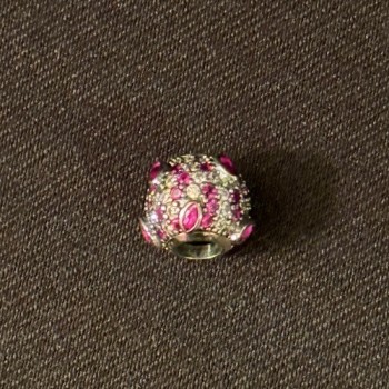 925 SS Charm Our Panda Sphere CZ & Pink Stones 925 SS Charm Our Panda Sphere CZ & Pink Stones