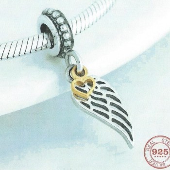 925 Sterling Silver Charm Our Panda Angel Wing & Heart 