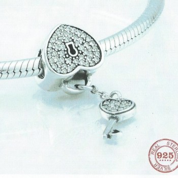 925 Sterling Silver Charm Our Panda Heart Lock & Key