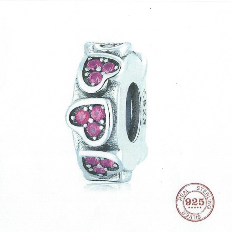 925 Sterling Silver Charm Our Panda Pink Hearts 925 Sterling Silver Charm Our Panda Pink Hearts