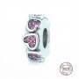 925 Sterling Silver Charm Our Panda Pink Hearts