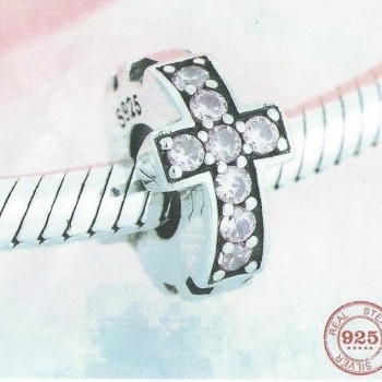 925 Sterling Silver Charm Our Panda Cross Pink