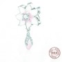 925 Sterling Silver Charm Our Panda Pink Flower Dangle