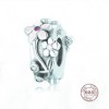 925 Sterling Silver Charm Our Panda Pink Flower