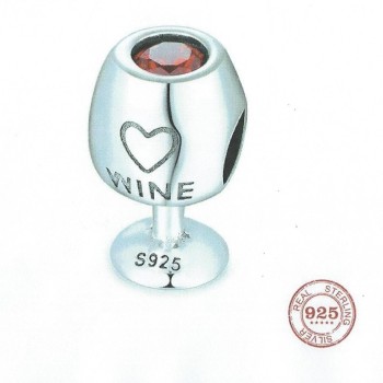 925 Sterling Silver Charm Our Panda Red Wine Glass