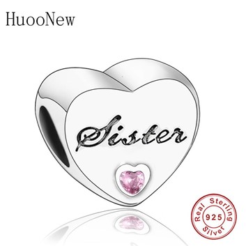 925 SS Charm Our Panda Pink Stone "Sister"
