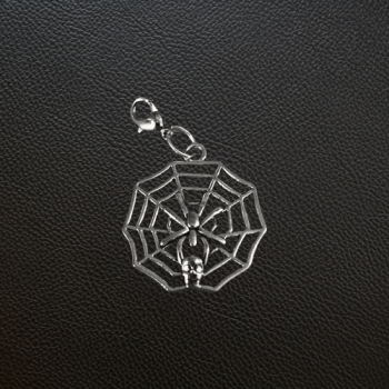 925 Sterling Silver Charm Web with Spider & Skull 925 Sterling Silver Charm Web with Spider & Skull