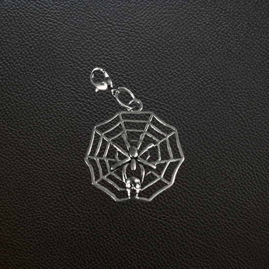 925 Sterling Silver Charm Web with Spider & Skull 925 Sterling Silver Charm Web with Spider & Skull