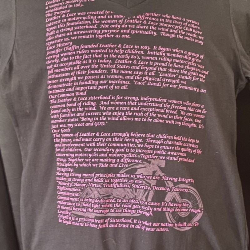 Leather & Lace MC History in Print Shirt Leather & Lace MC History in Print Shirt